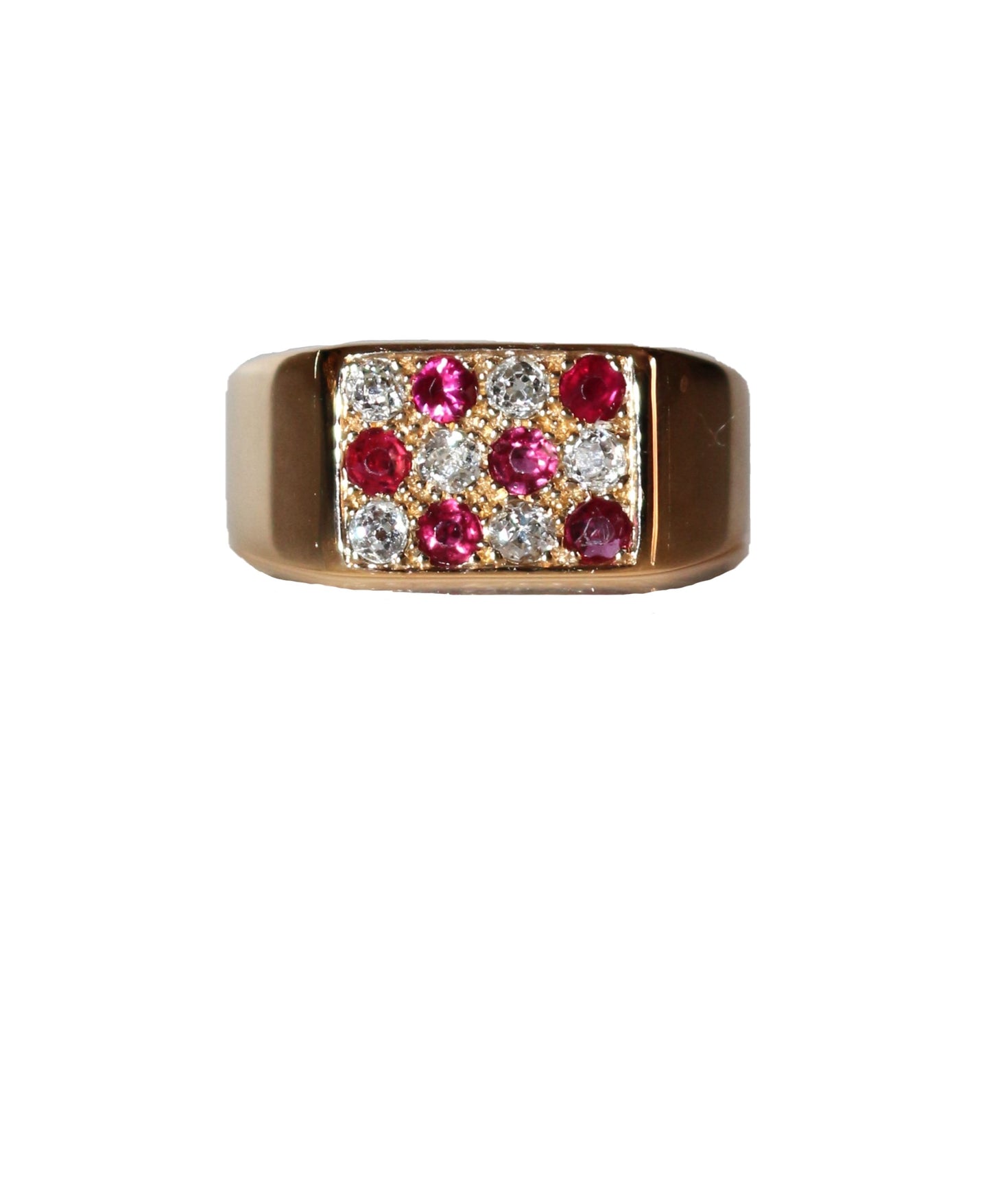 Bague Chevalière Rubis Et Diamants unisexe