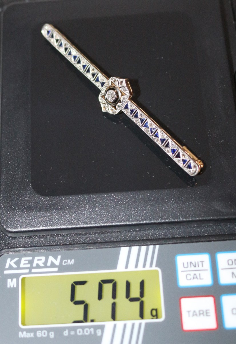 Broche-barrette Art Déco Diamants Et Saphirs