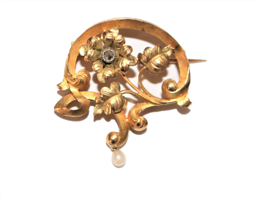 Broche d'époque Art Nouveau En Or Jaune