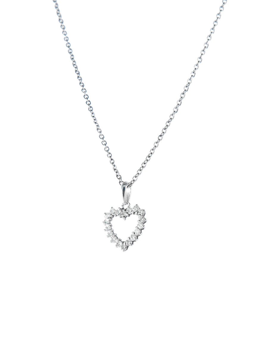 Collier Coeur or blanc et diamants