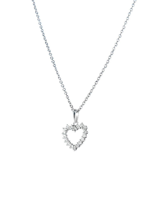 Collier Coeur or blanc et diamants