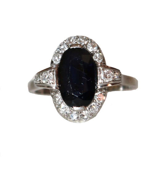 Bague Art Déco Saphir Et Diamants