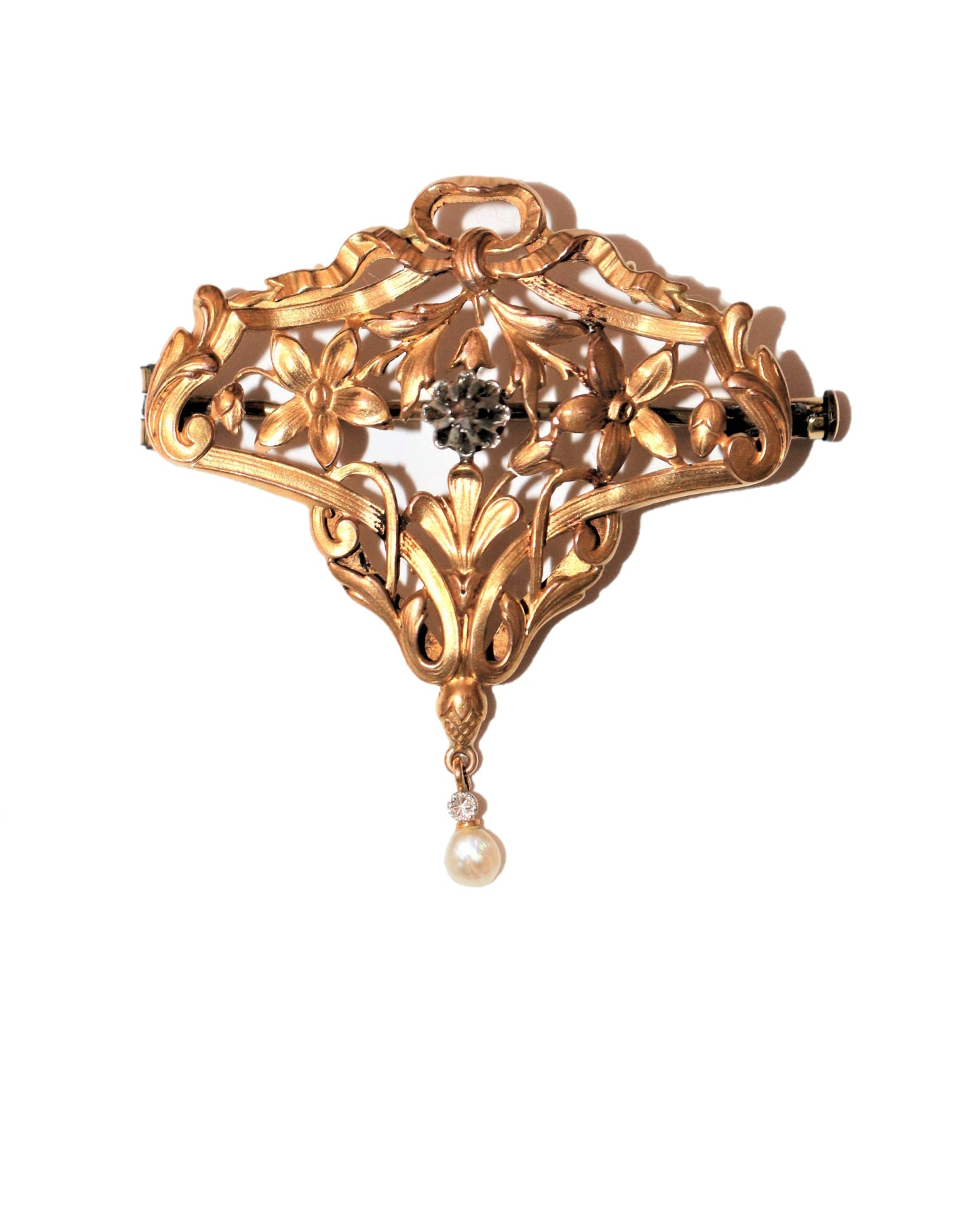 Broche fleurs Art Nouveau