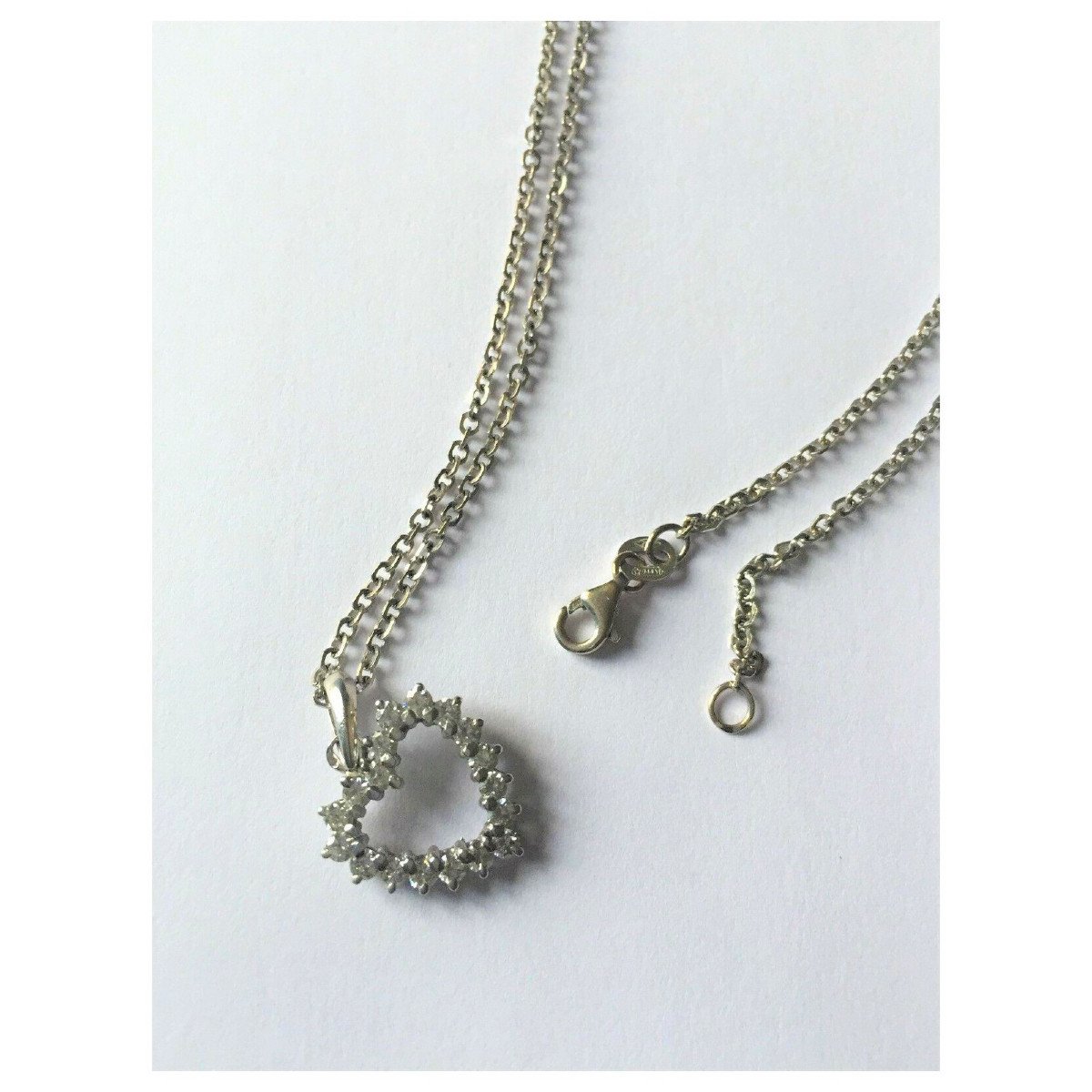 Collier Coeur or blanc et diamants