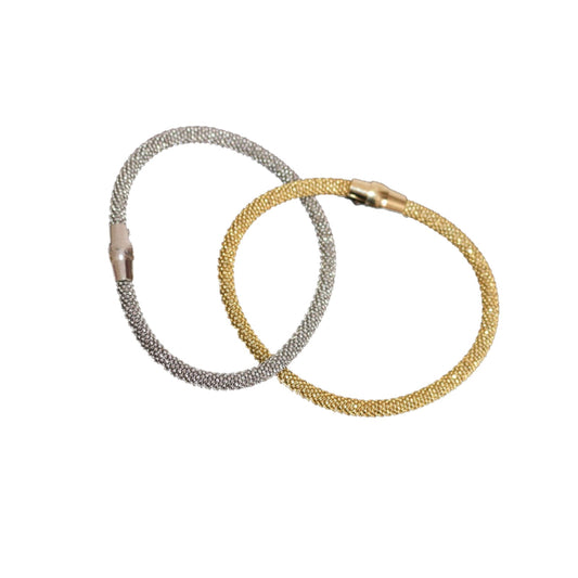 Paire de bracelets joncs argent et vermeil