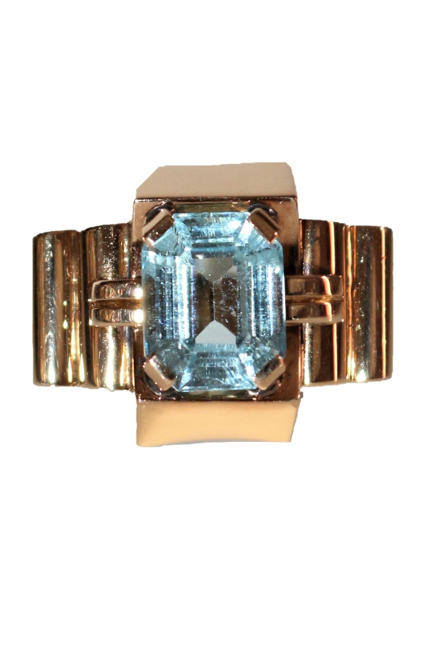 Bague Tank Aigue-marine