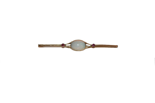 Broche barrette Opale Et Rubis Art Déco