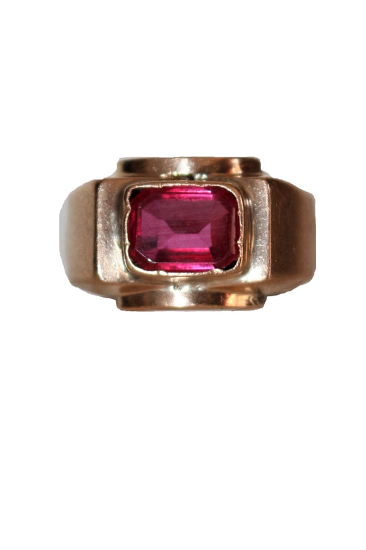 Bague Tank Rubis Verneuil chevalière unisexe