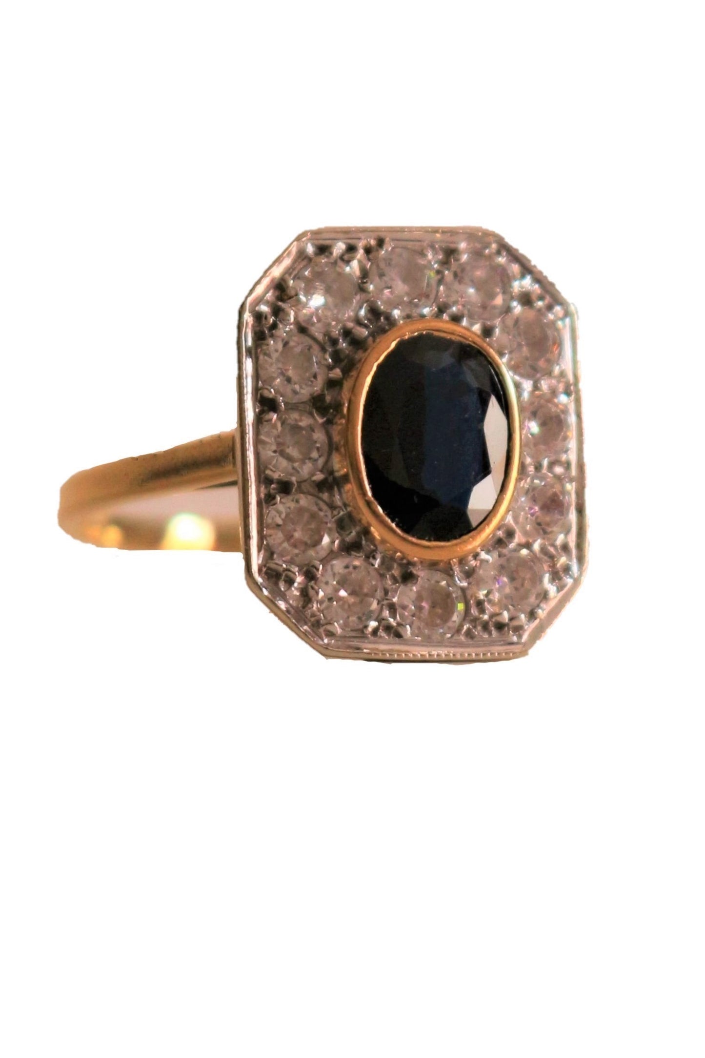 Bague Saphir à Pans Coupés Art Déco