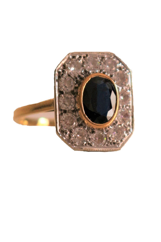 Bague Saphir à Pans Coupés Art Déco