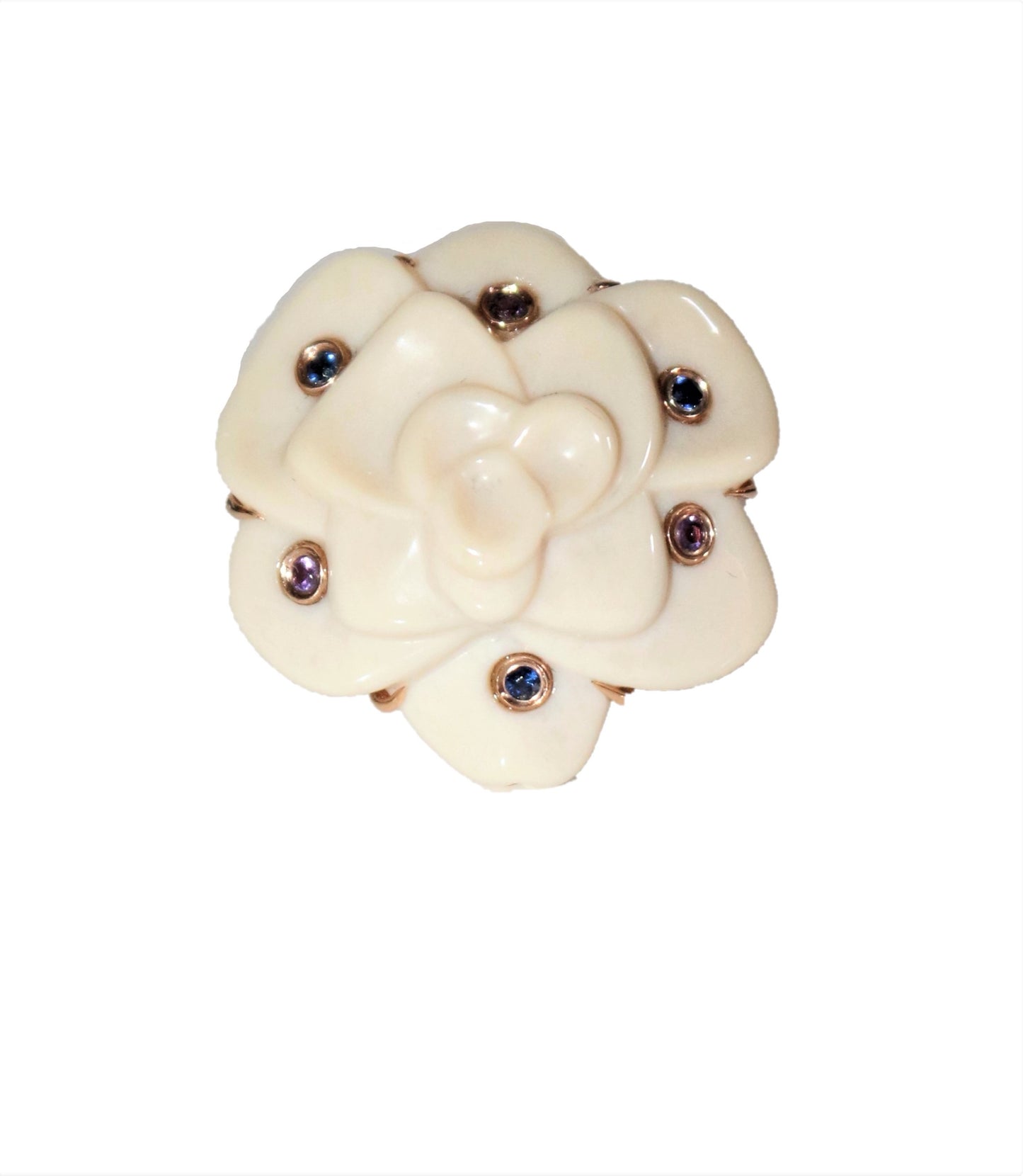 Bague Camélia Saphirs Et Améthystes
