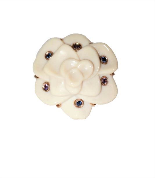 Bague Camélia Saphirs Et Améthystes