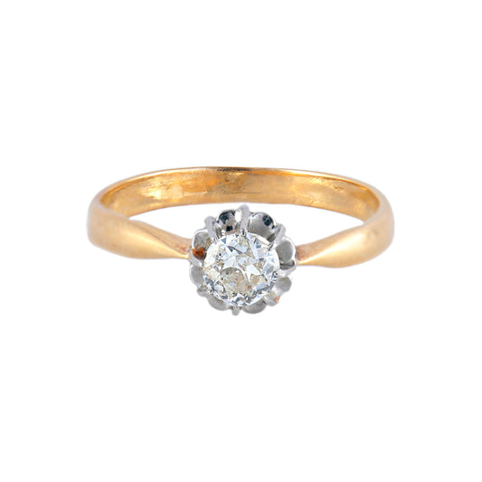 Bague Solitaire Or Et Platine taille ancienne