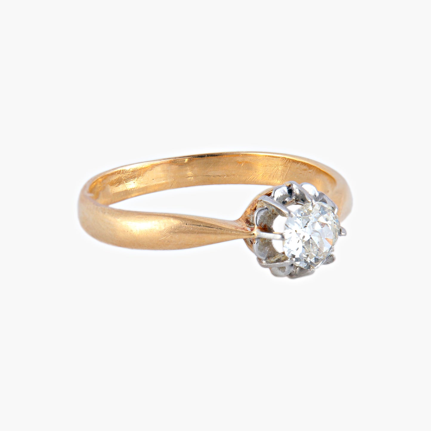 Bague Solitaire Or Et Platine taille ancienne