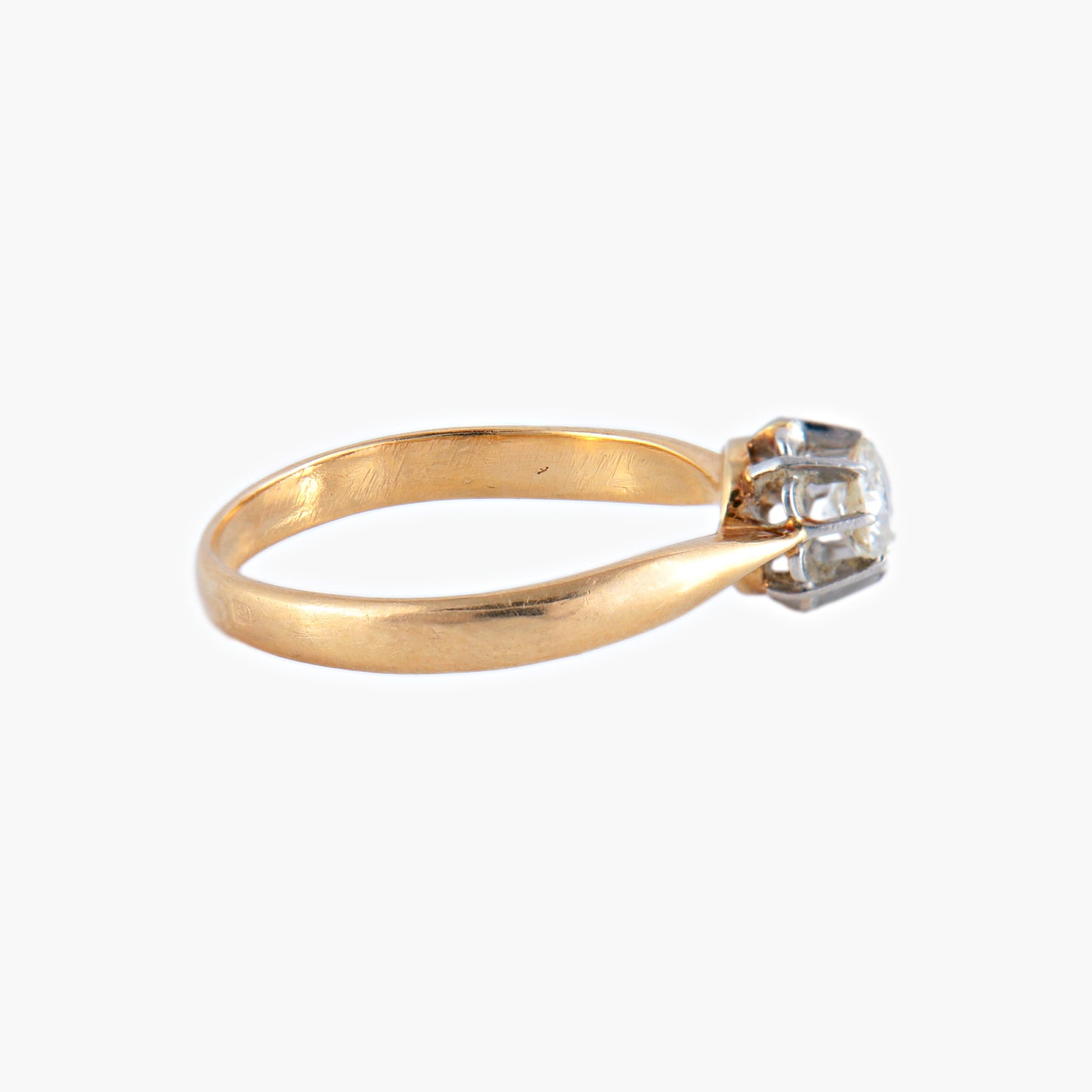 Bague Solitaire Or Et Platine taille ancienne