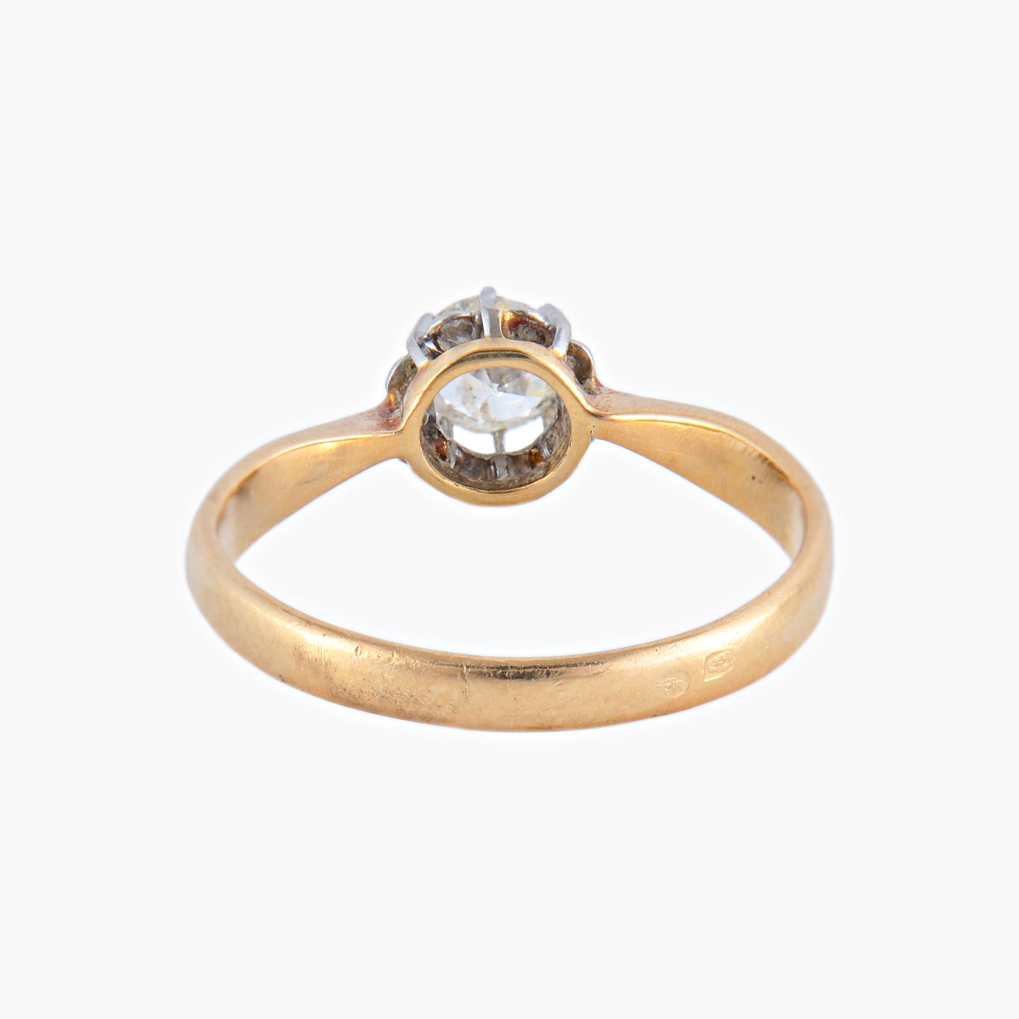 Bague Solitaire Or Et Platine taille ancienne