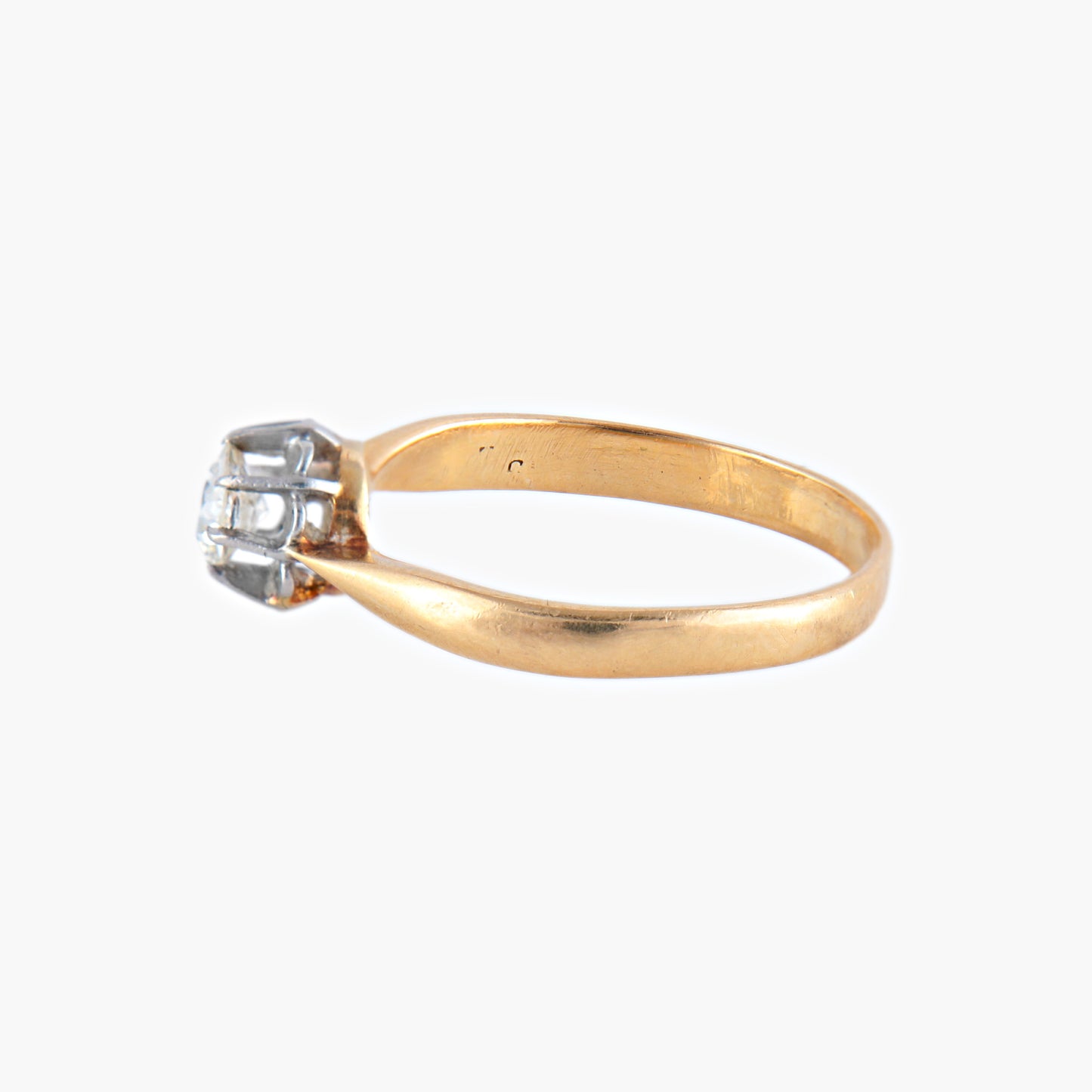 Bague Solitaire Or Et Platine taille ancienne