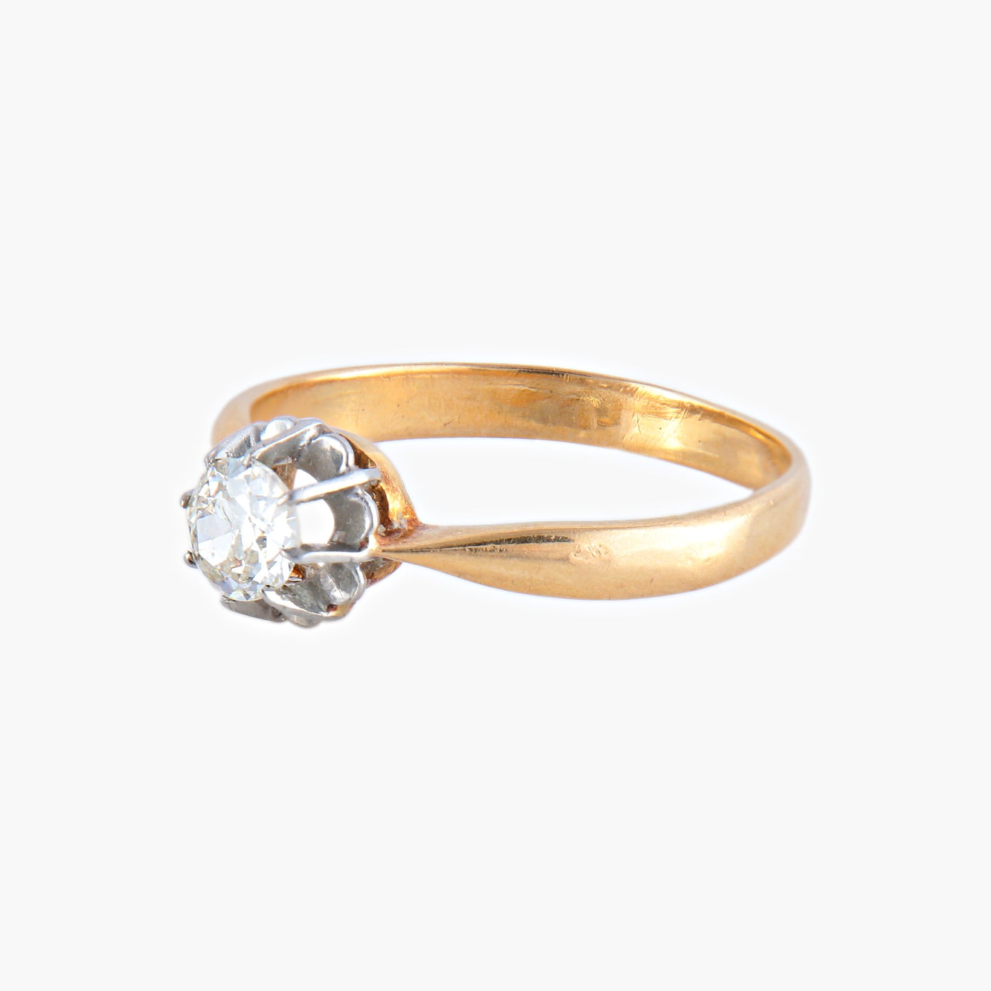 Bague Solitaire Or Et Platine taille ancienne