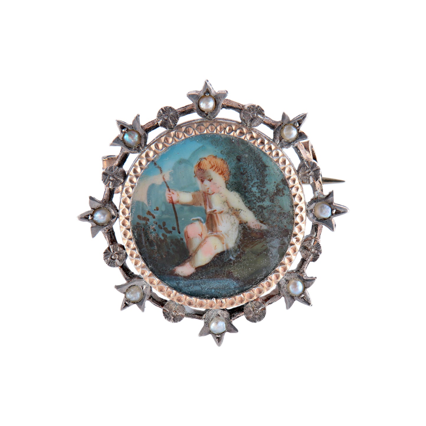 Broche Miniature XIXe argent