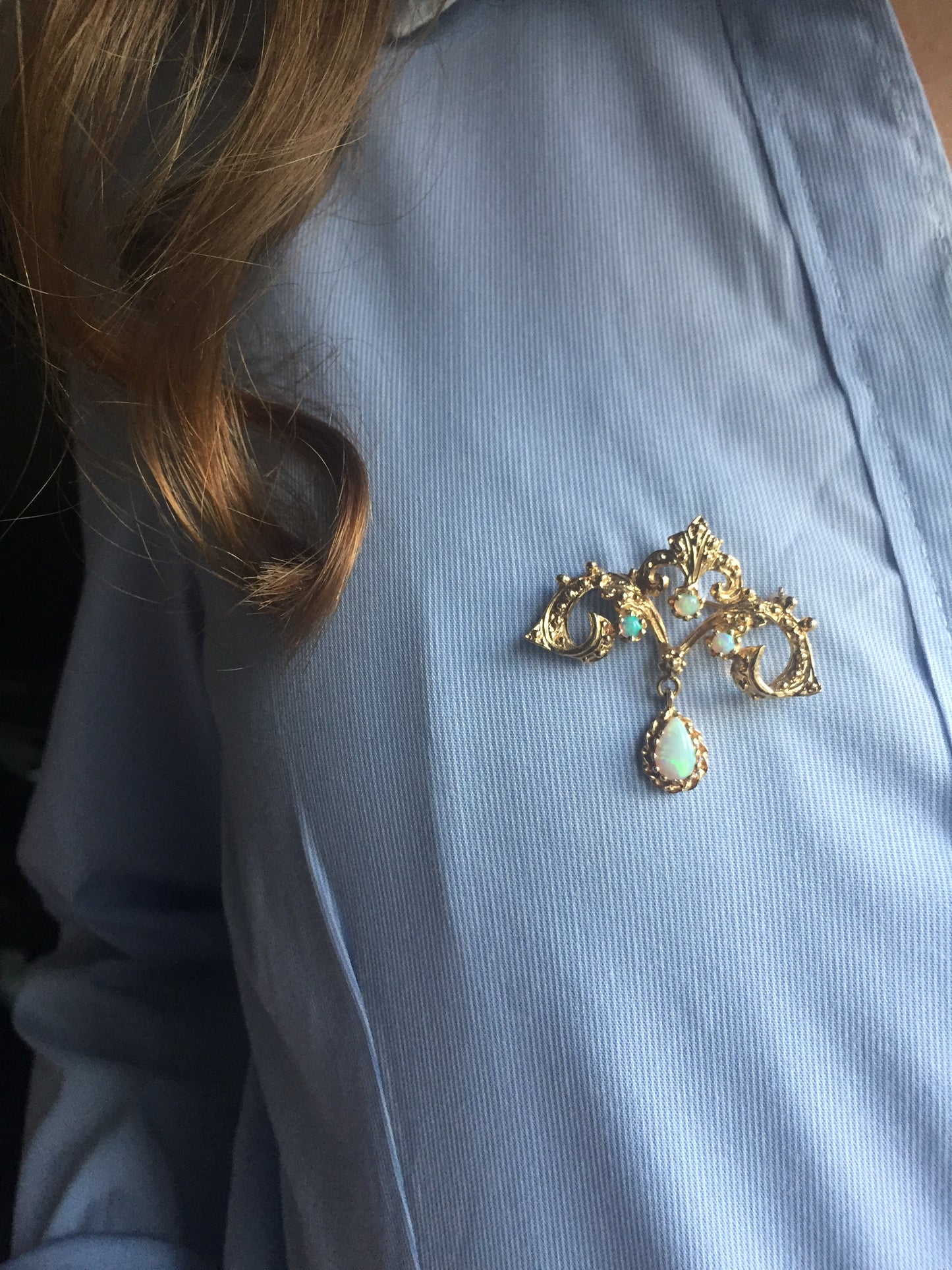 Broche Napoléon III Or Jaune Et Opales