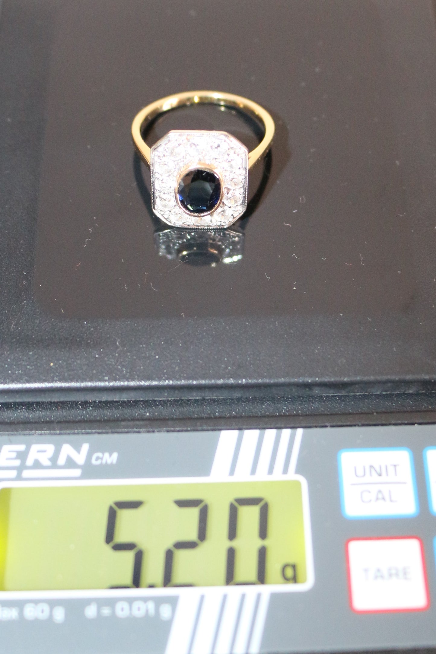 Bague Saphir à Pans Coupés Art Déco