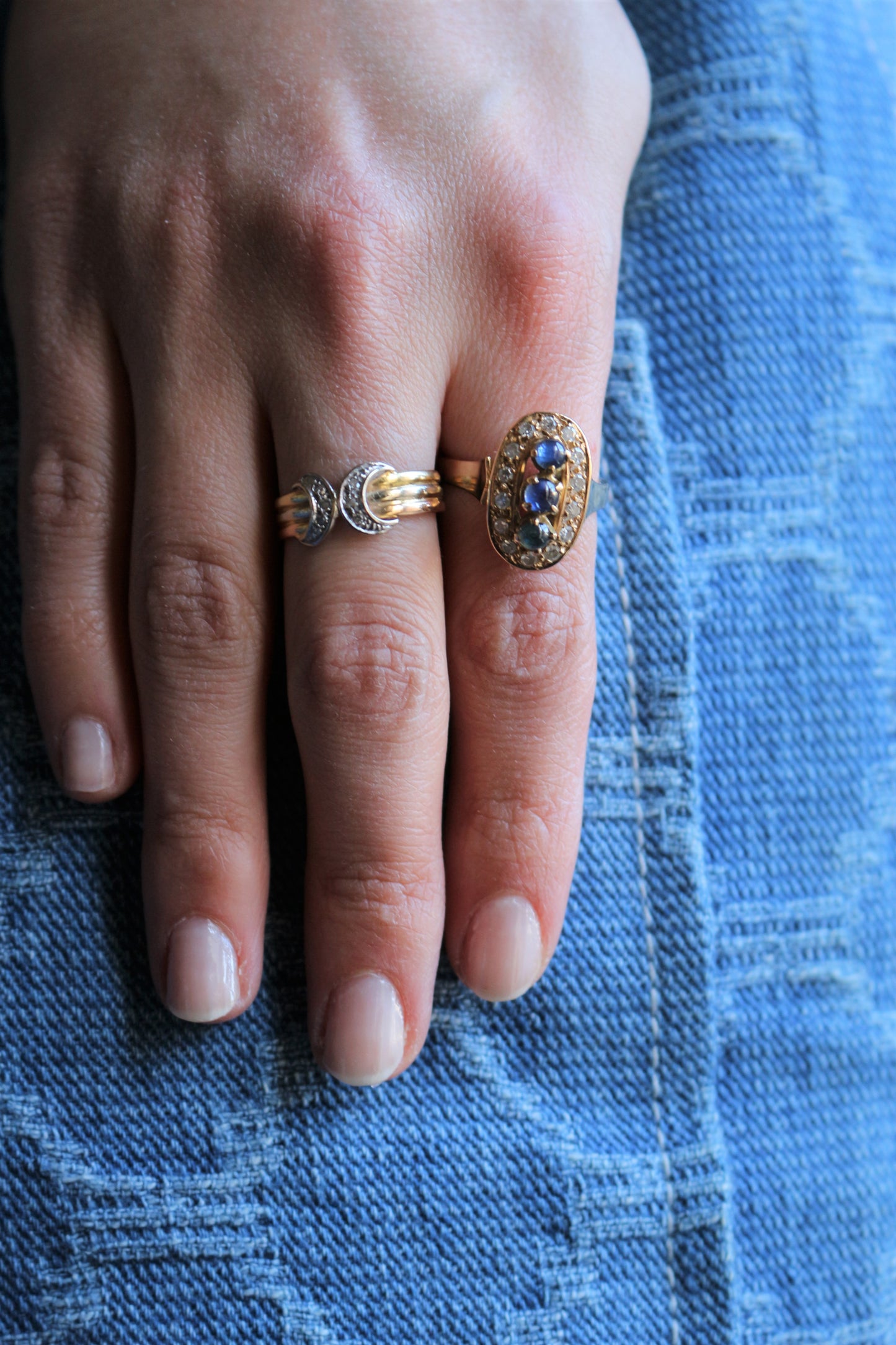 Bague Triologie De Saphirs Et Diamants