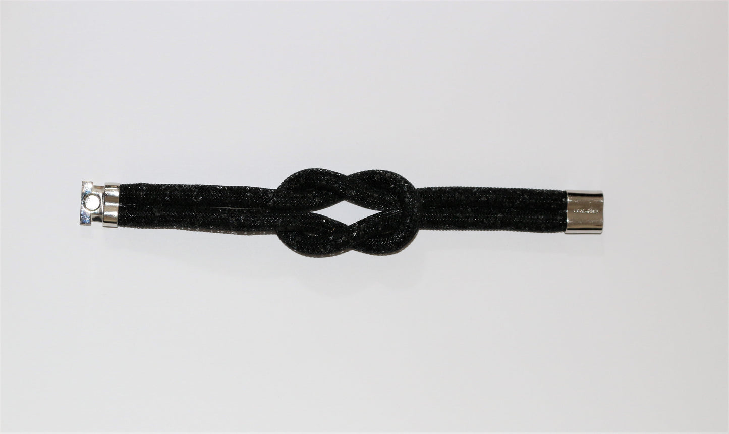 Bracelet Swarovski noir Stardust Knot plaqué rhodium