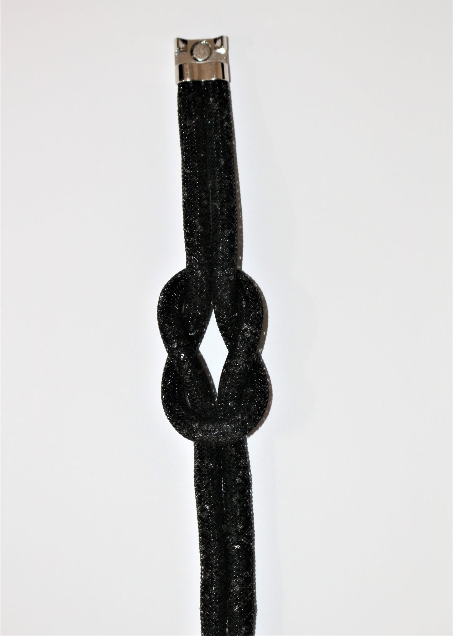 Bracelet Swarovski noir Stardust Knot plaqué rhodium
