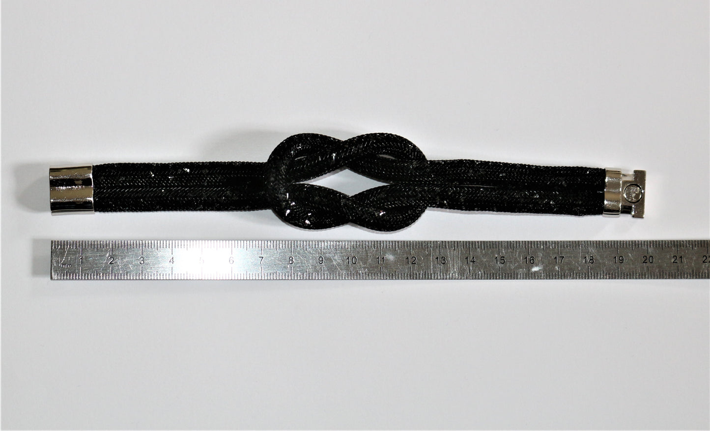 Bracelet Swarovski noir Stardust Knot plaqué rhodium