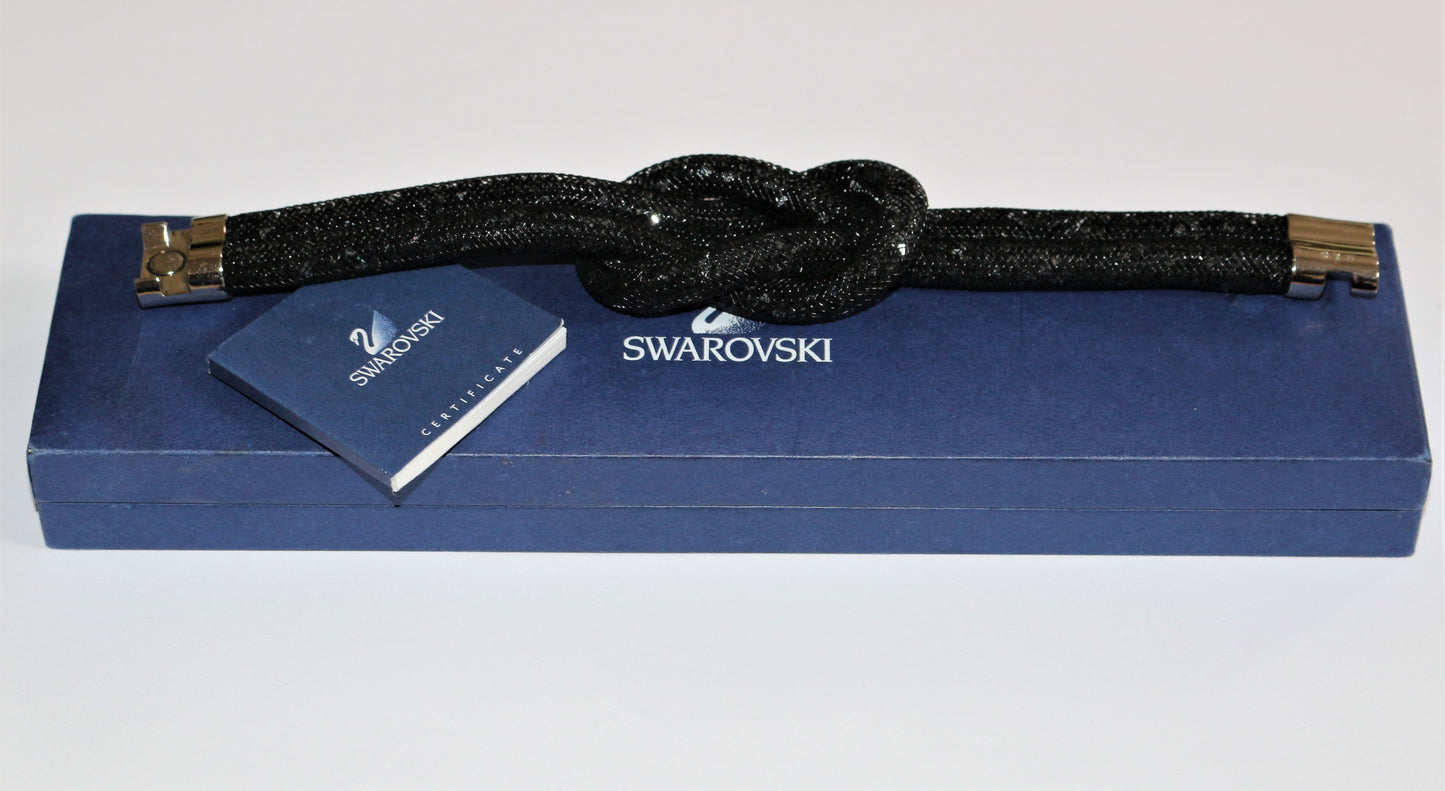 Bracelet Swarovski noir Stardust Knot plaqué rhodium