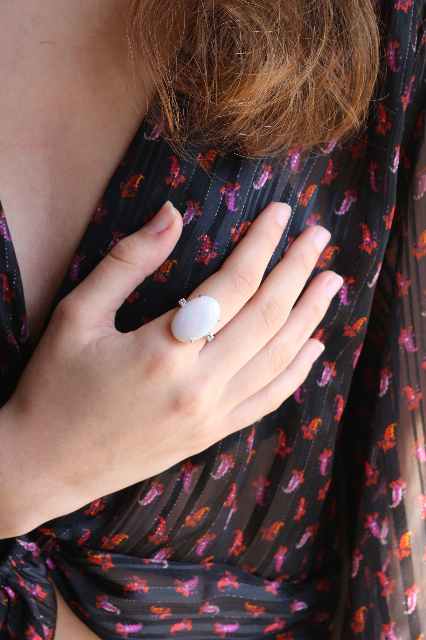 Bague Opale d'Australie diamants
