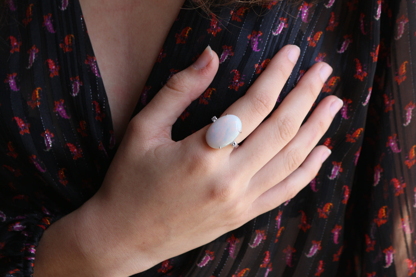 Bague Opale d'Australie diamants