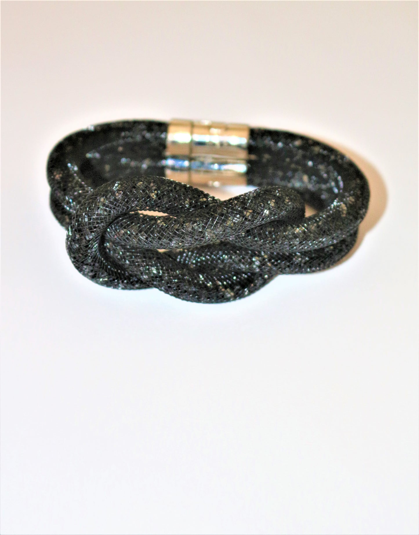 Bracelet Swarovski noir Stardust Knot plaqué rhodium