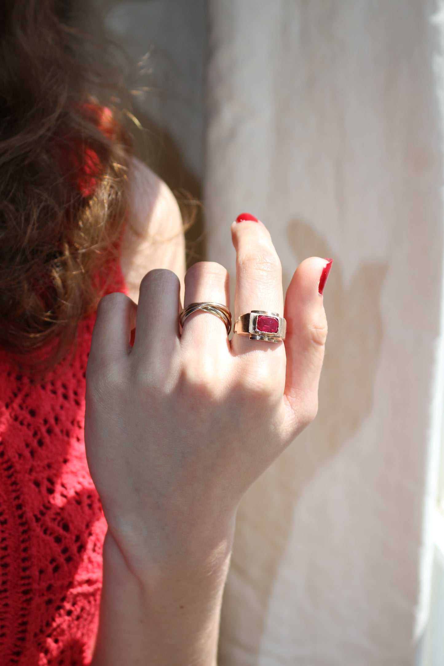 Bague Tank Rubis Verneuil chevalière unisexe
