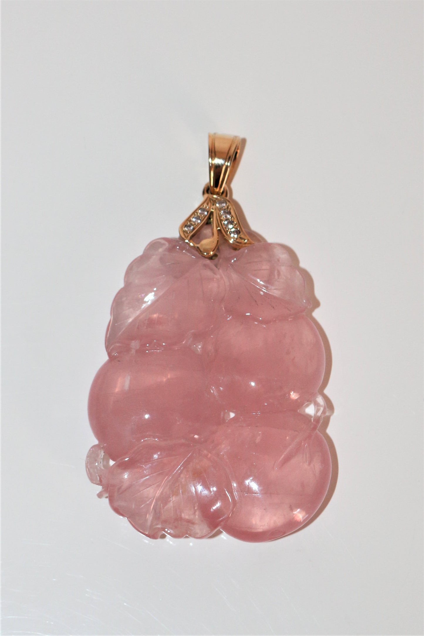 Pendentif Quartz Rose Sculpté Bélière En Or