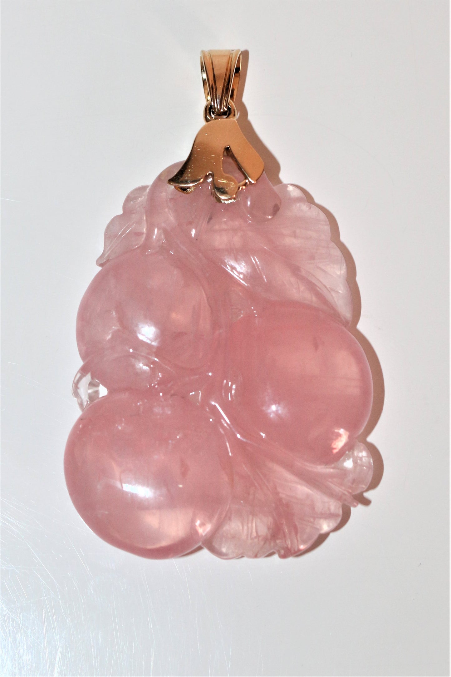 Pendentif Quartz Rose Sculpté Bélière En Or