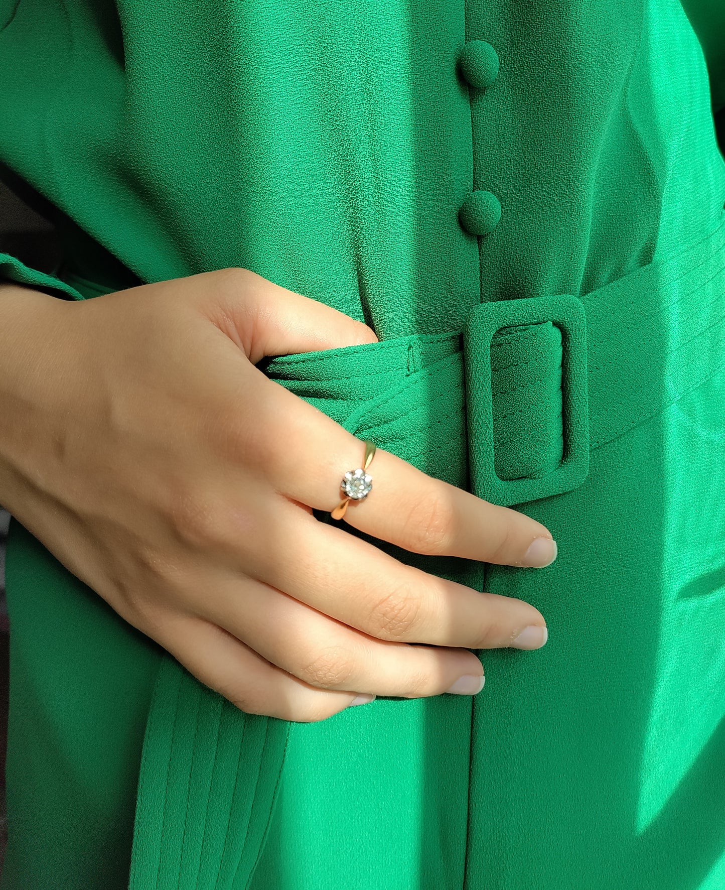 Bague Solitaire Or Et Platine taille ancienne