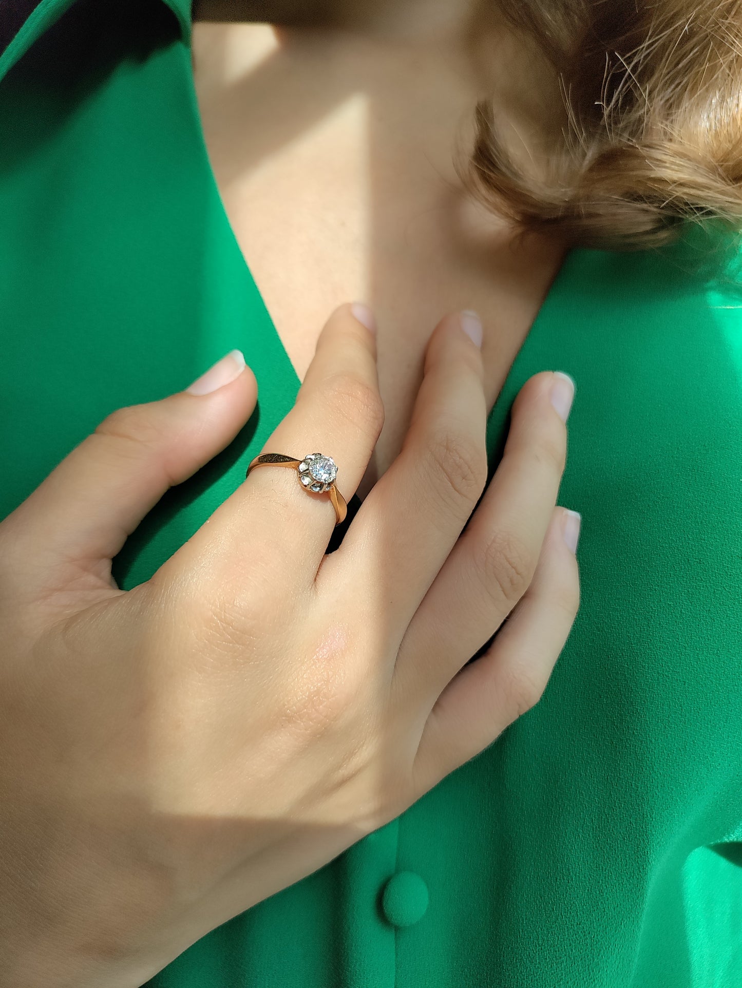 Bague Solitaire Or Et Platine taille ancienne