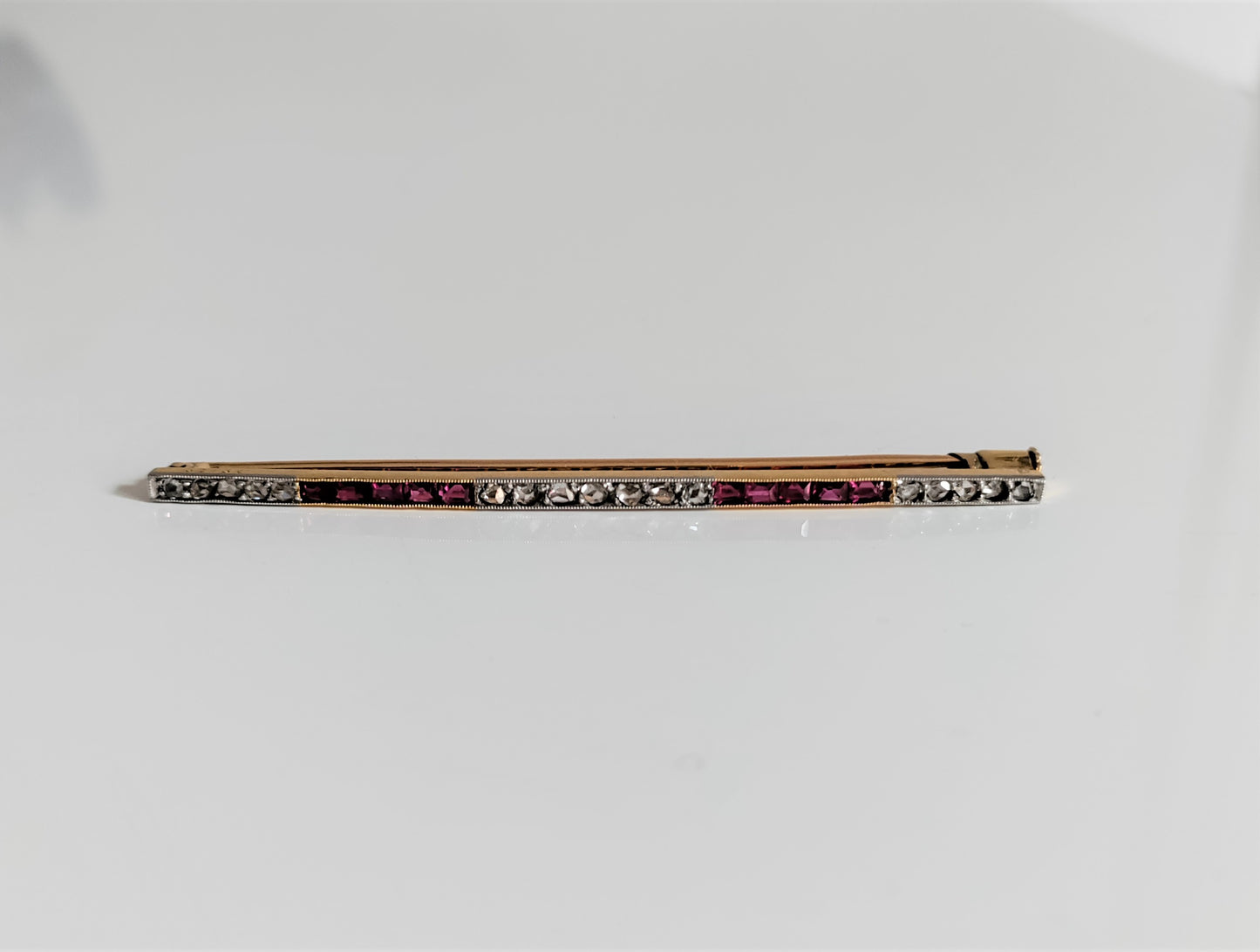 Broche-barrette Art Déco Rubis Et Diamants