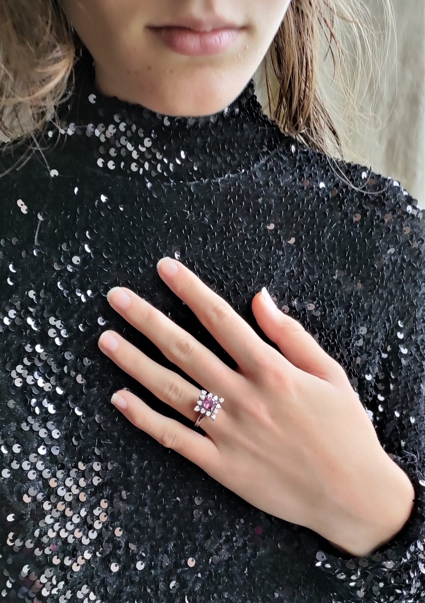 Bague carrée rubis naturel