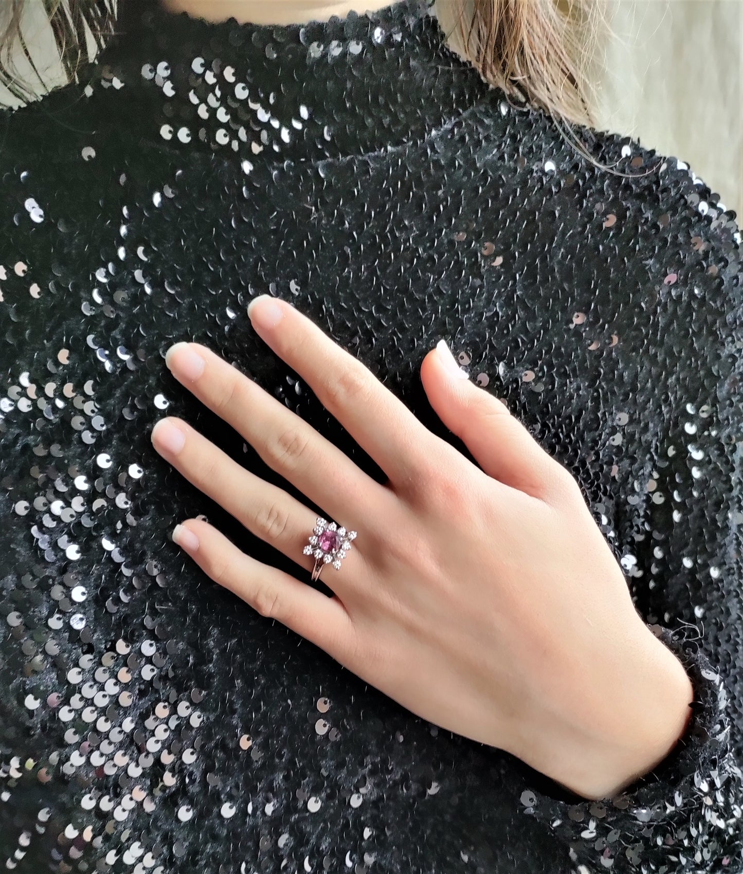 Bague carrée rubis naturel