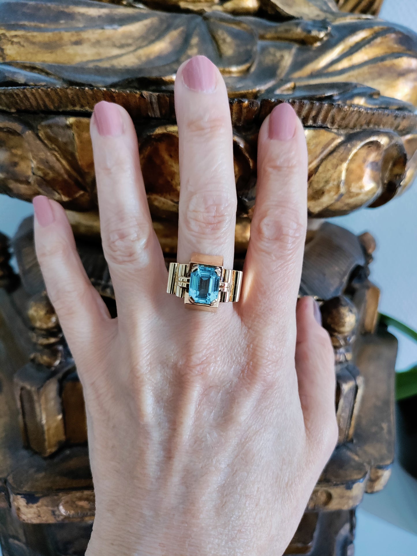 Bague Tank Aigue-marine