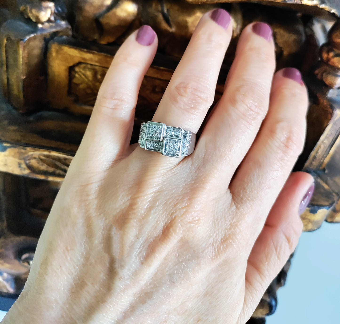 Bague Art Déco Platine Et Diamants
