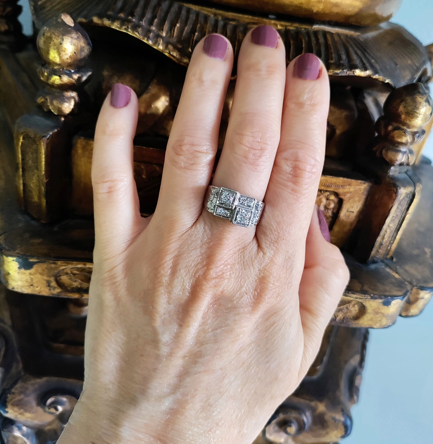 Bague Art Déco Platine Et Diamants