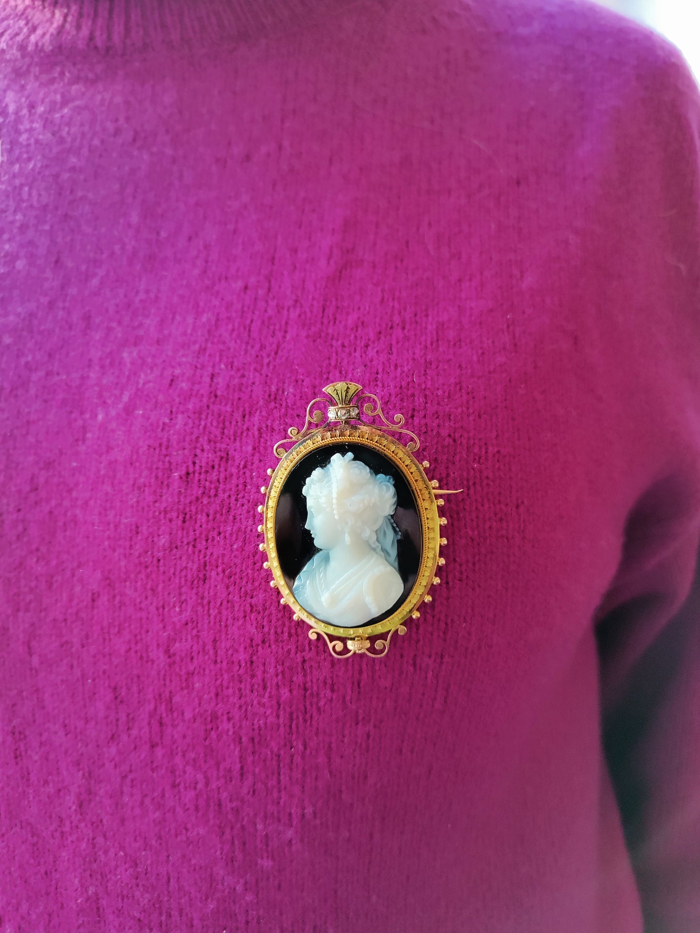 Broche Camée Sur Onyx Napoléon III