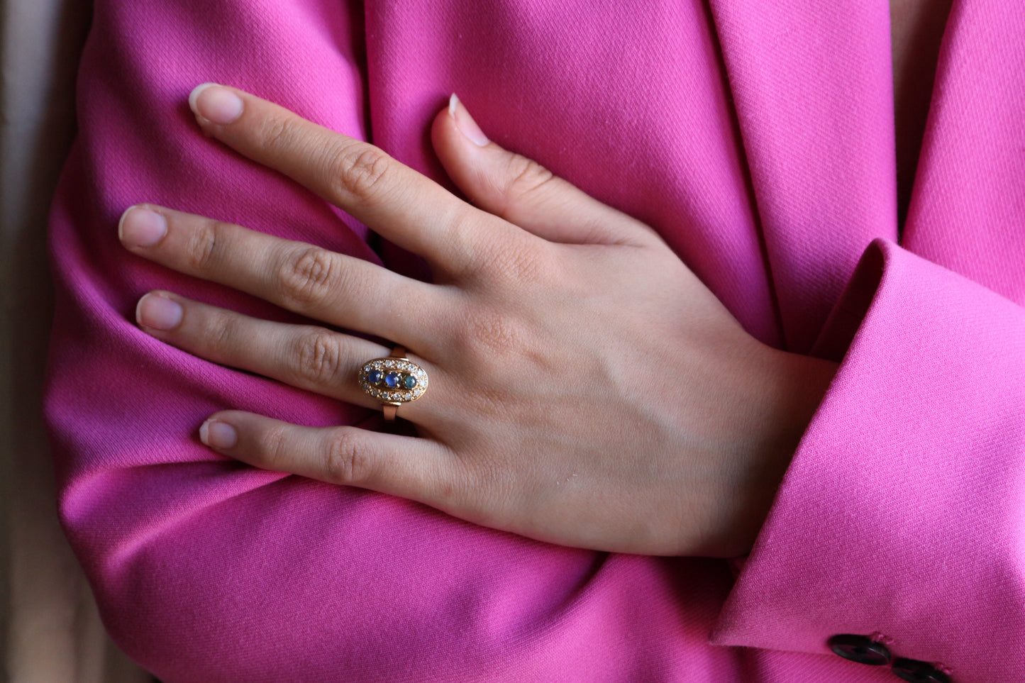 Bague Triologie De Saphirs Et Diamants