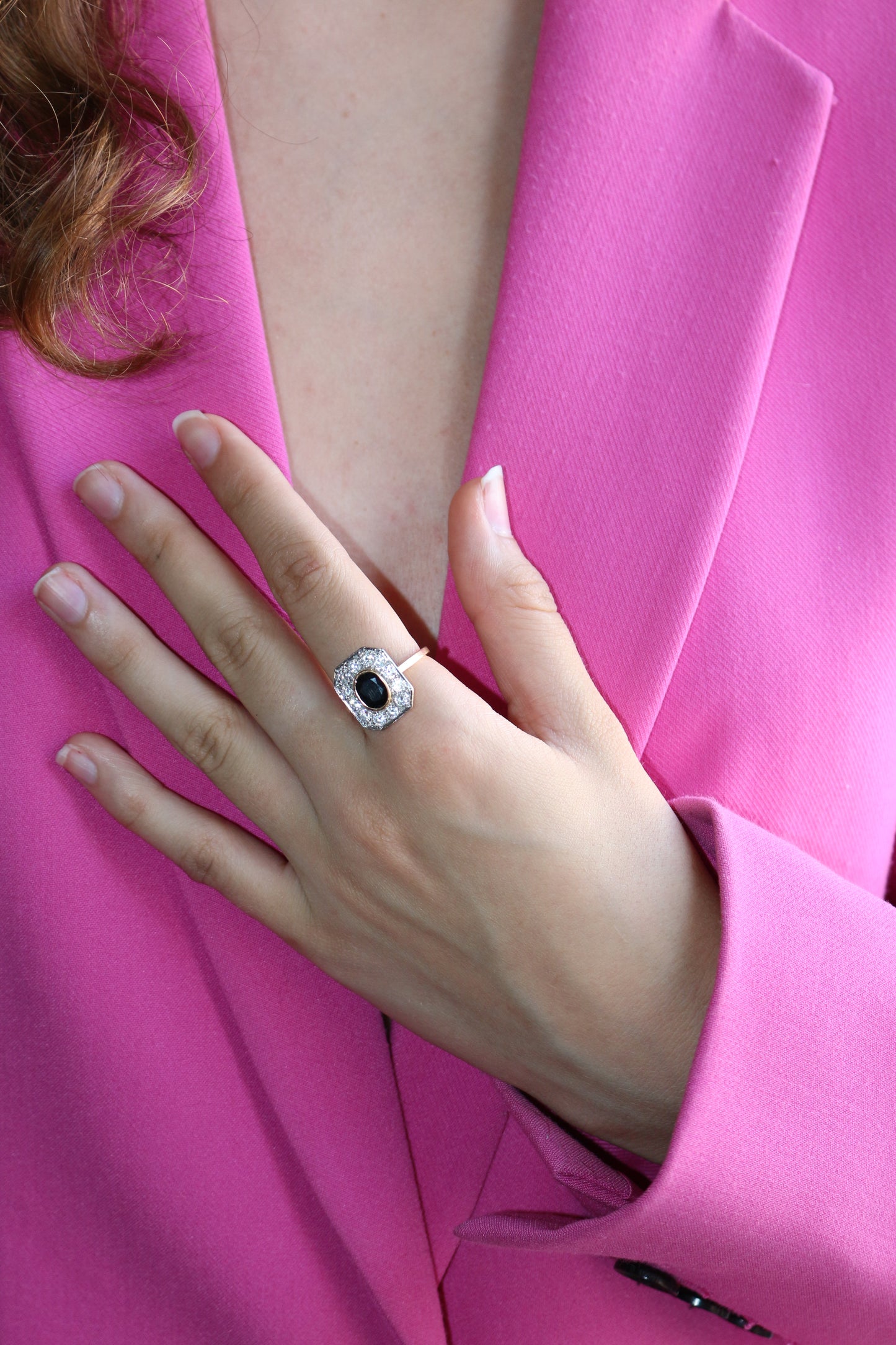 Bague Saphir à Pans Coupés Art Déco