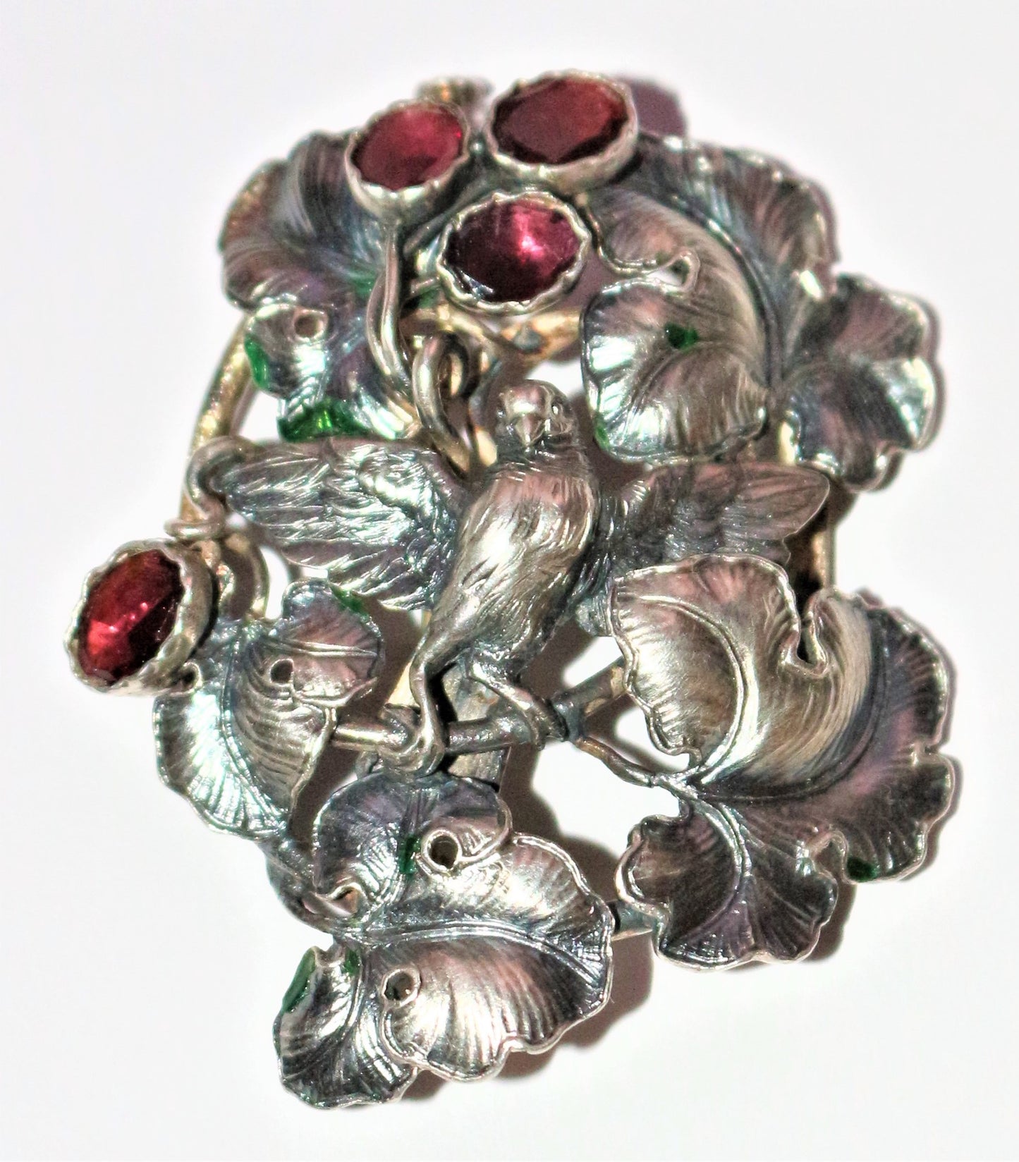 Broche En Argent Et Grenats