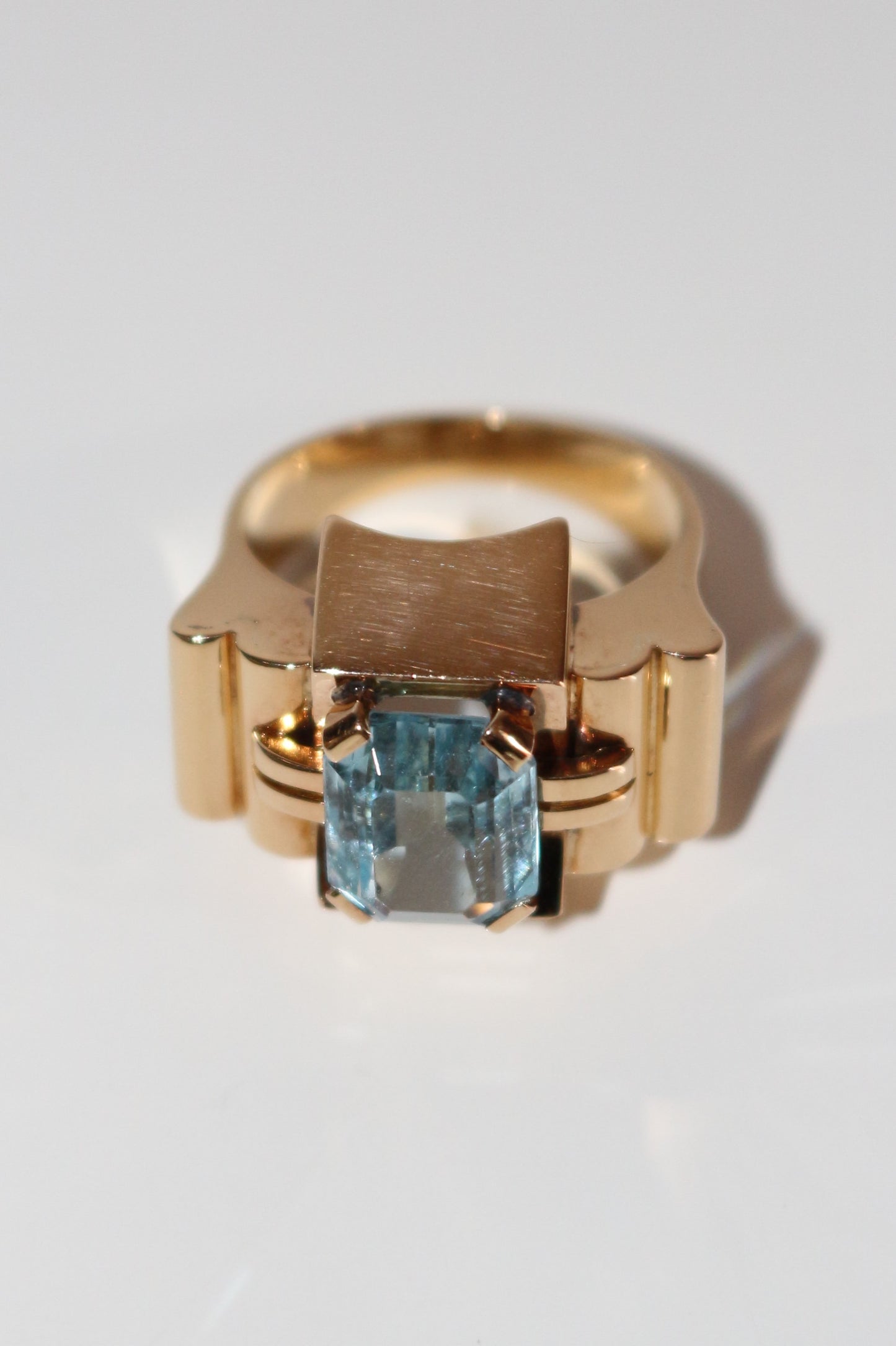 Bague Tank Aigue-marine