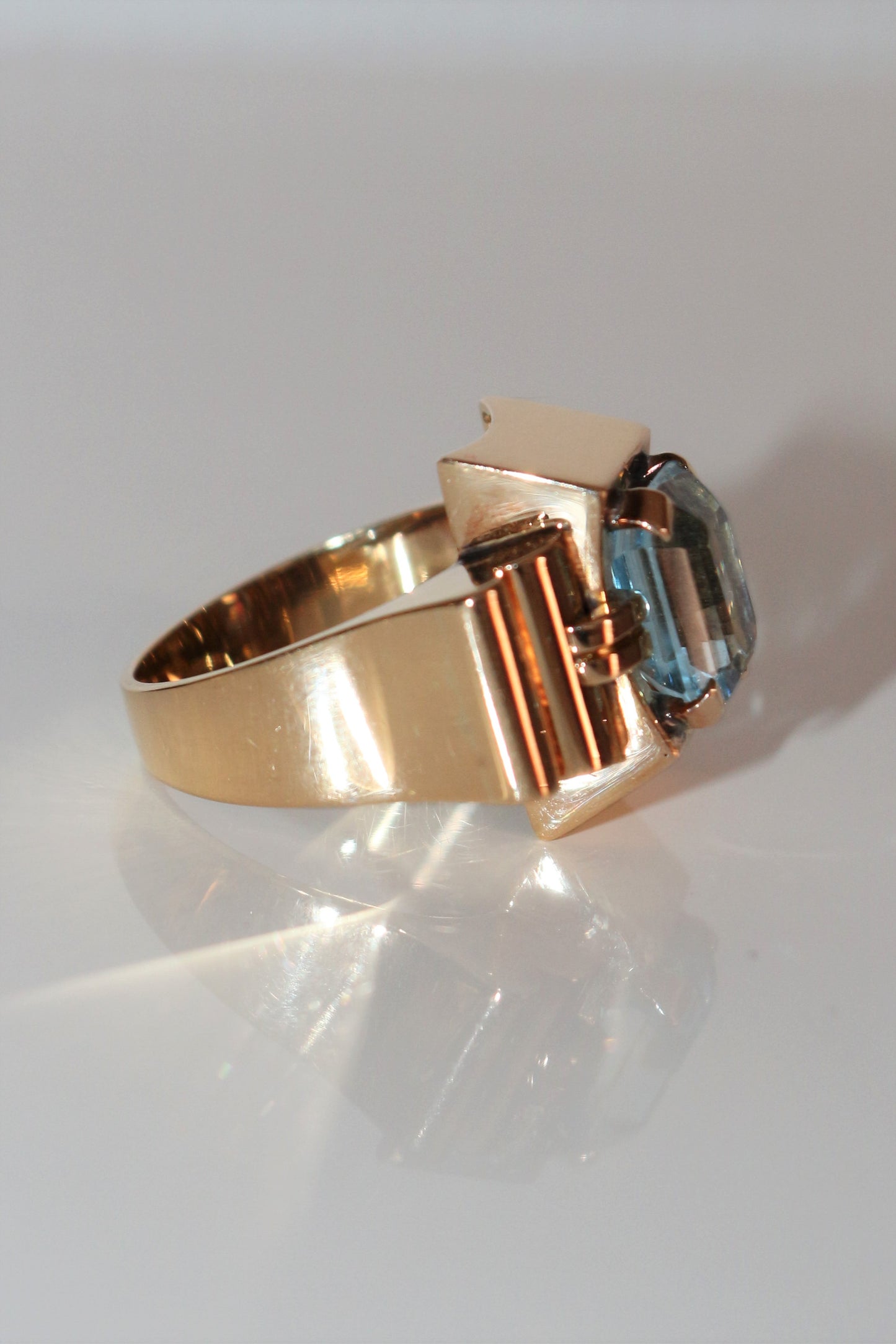 Bague Tank Aigue-marine